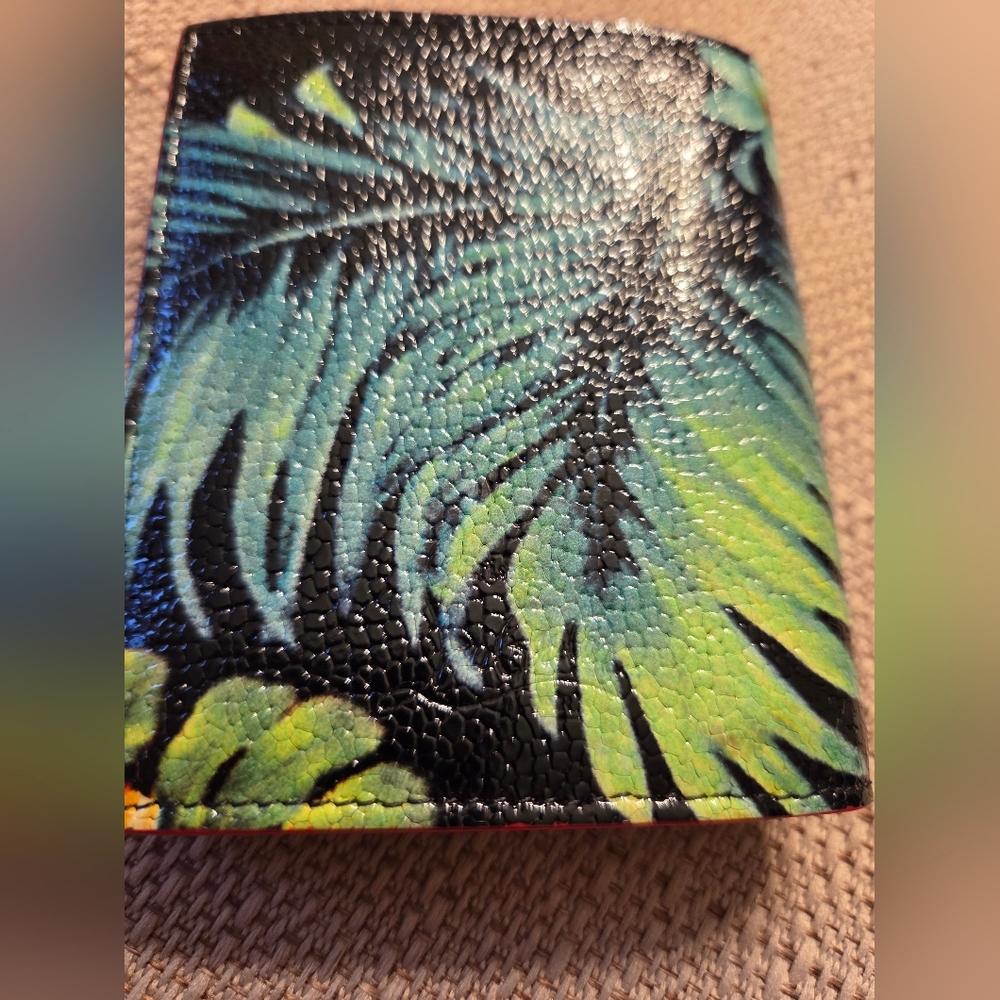 Christian Louboutin Hawaii Floral Leather Spiked Mini Bifold Wallet - Picture 3 of 9